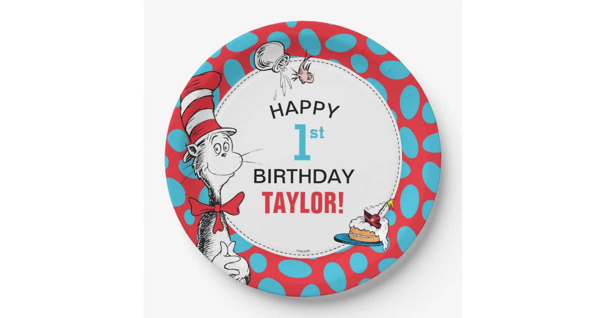 Dr Seuss The Cat In The Hat Birthday Paper Plate Zazzle Com
