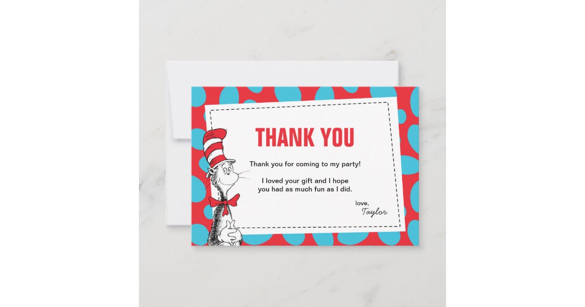 Dr. Seuss | The Cat in the Hat Birthday Thank You | Zazzle