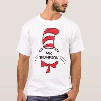 Cat in the shop hat teacher shirt