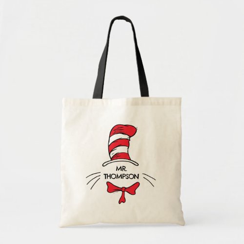 Dr Seuss  The Cat in the Hat Custom Teacher Name Tote Bag