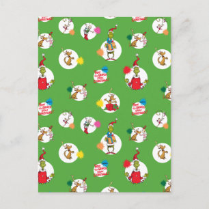 Dr Seuss The Grinch Christmas Polka Dots Holiday Postcard