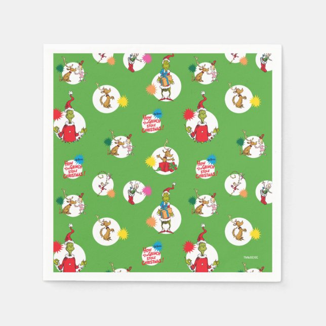 Dr Seuss | The Grinch | Christmas Polka Dots Napkins (Front)