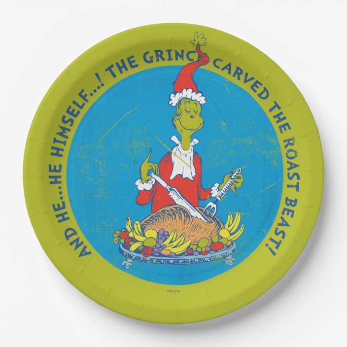 Dr. Seuss | The Grinch | Christmas Roast Beast Paper Plate | Zazzle.com