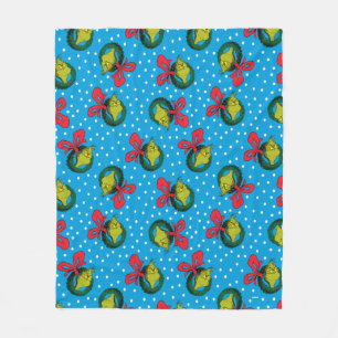 Dr. Seuss The Grinch Christmas Wreath Pattern Fleece Blanket
