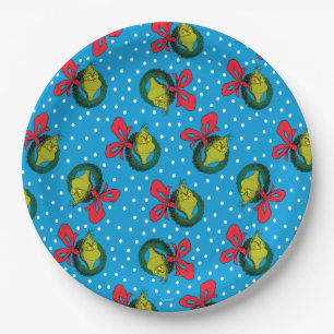 Dr. Seuss The Grinch Christmas Wreath Pattern Paper Plates