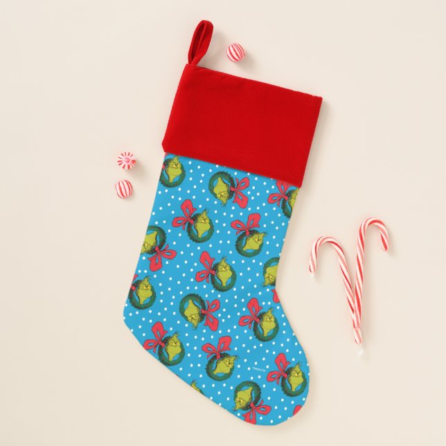 Dr. Seuss | The Grinch | Christmas Wreath Pattern Stocking (Front)