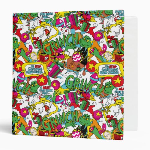 Dr Seuss  The Grinch Colorful Pattern 3 Ring Binder