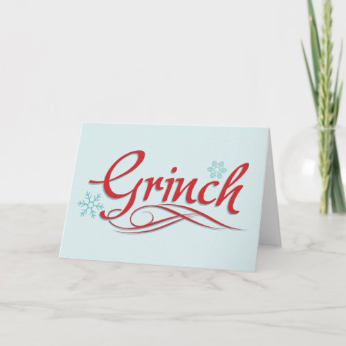 Dr Seuss  The Grinch _ Red and Blue Script Holiday Card