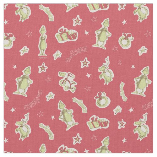Dr Seuss  The Grinch  Red Christmas Pattern Fabric