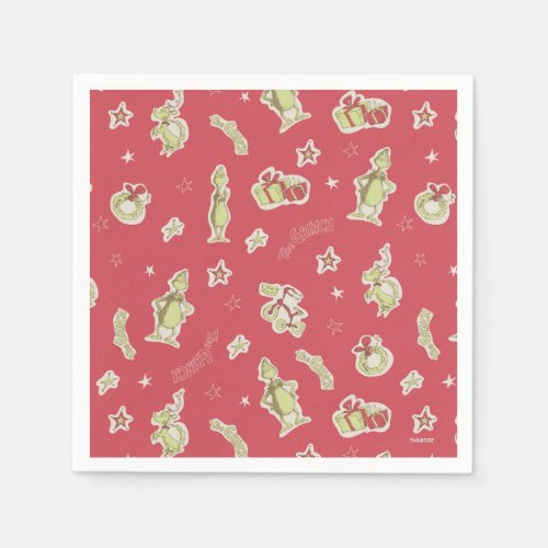 Dr Seuss  The Grinch  Red Christmas Pattern Napkins