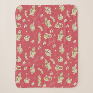Dr. Seuss The Grinch Red Christmas Pattern Sherpa Blanket