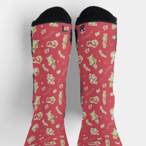 Dr Seuss  The Grinch  Red Christmas Pattern Socks