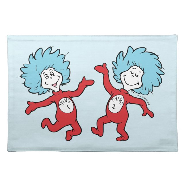 Dr. Seuss Thing 1 and Thing 2 Character Cloth Placemat (Front)