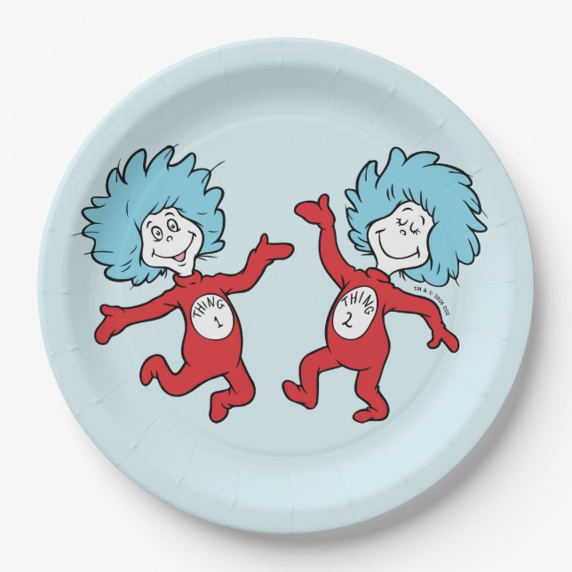Dr. Seuss Thing 1 and Thing 2 Character Paper Plates (Front)