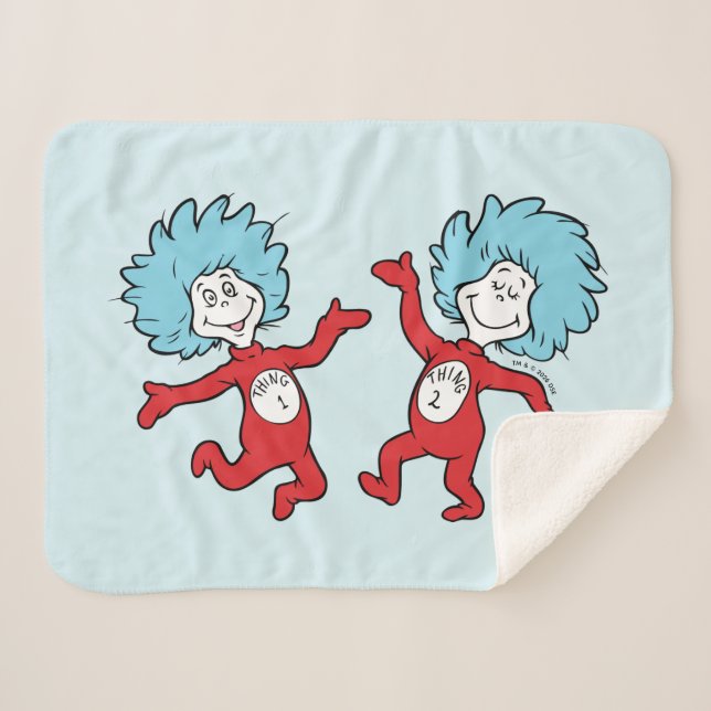 Dr. Seuss Thing 1 and Thing 2 Character Sherpa Blanket (Front (Horizontal))