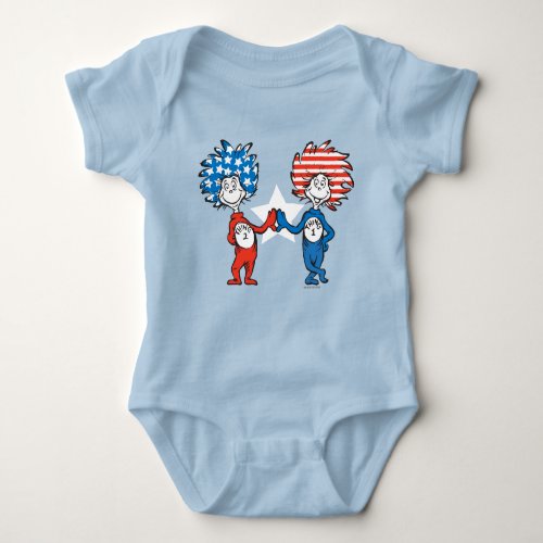 Dr Seuss  Thing 1 Thing 2 Patriotic Graphic Baby Bodysuit