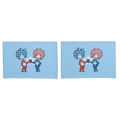 Dr Seuss  Thing 1 Thing 2 Patriotic Graphic Pillow Case