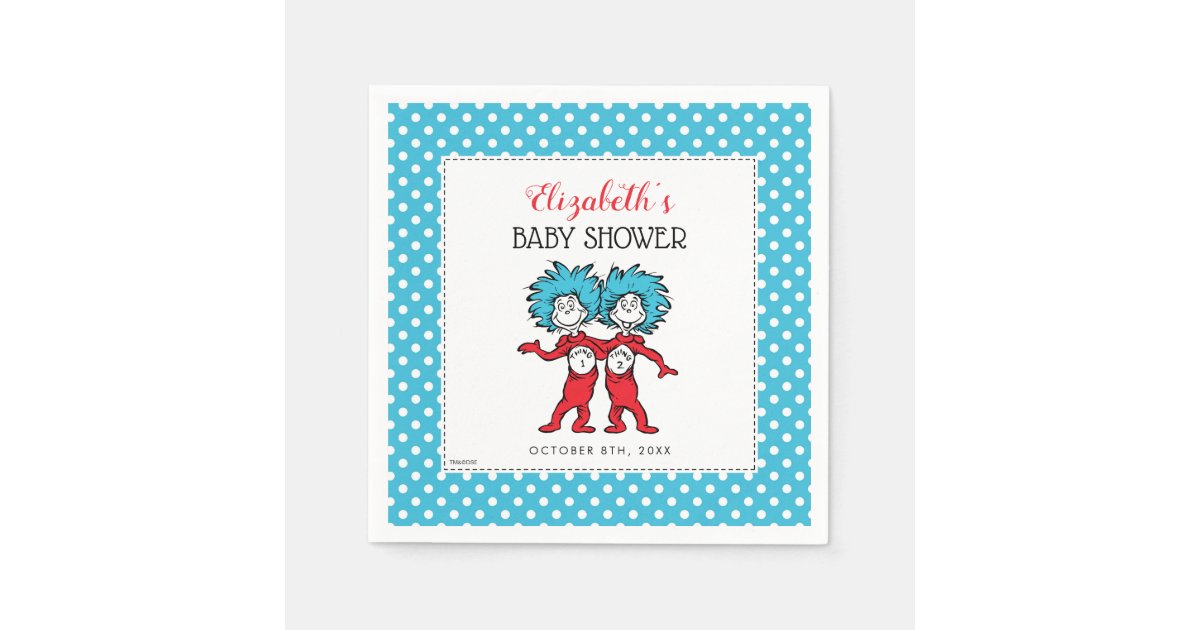Dr Seuss Thing 1 Thing 2 Twins Baby Shower Napkins Zazzle Com