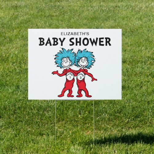 Dr Seuss Thing 1 Thing 2  Twins Baby Shower Sign