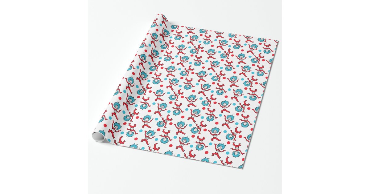 Dr Seuss Thing 1 Thing 2 Twins Baby Shower Wrapping Paper