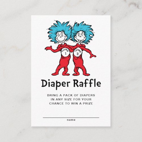 Dr Seuss Thing 1 Thing 2  Twins Diaper Raffle Enclosure Card