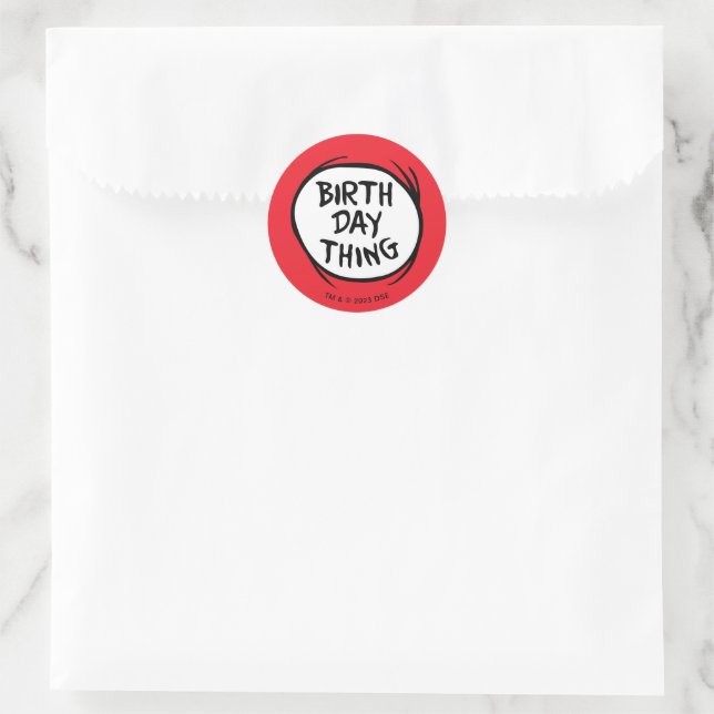 Dr. Seuss Thing One Thing Two - Birthday Thing Classic Round Sticker (Bag)