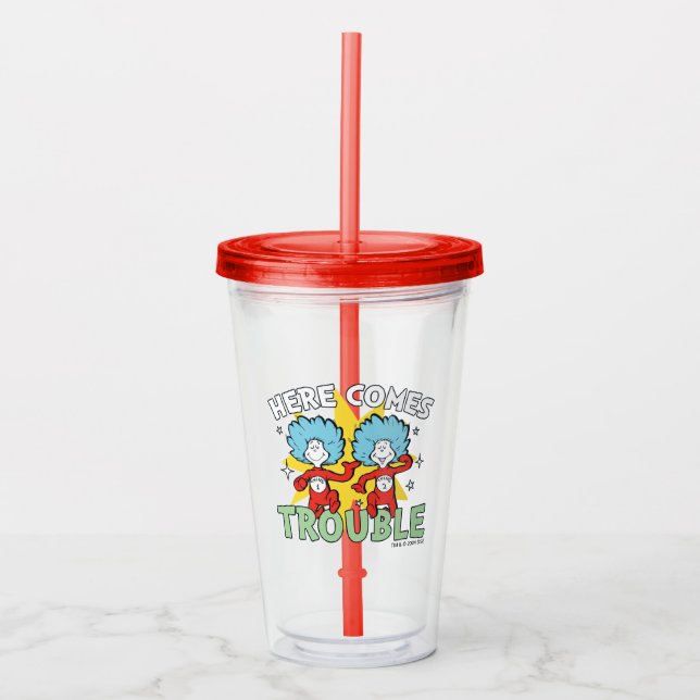Dr. Seuss | Thing One Thing Two Here Comes Trouble Acrylic Tumbler (Front)