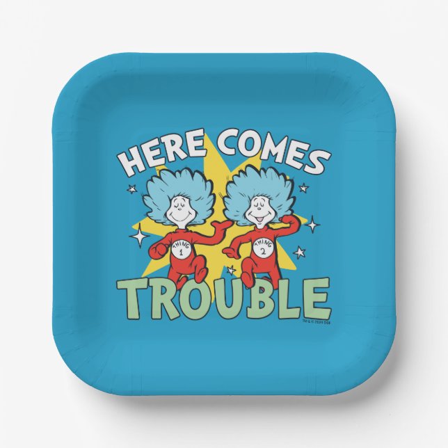 Dr. Seuss | Thing One Thing Two Here Comes Trouble Paper Plates (Front)
