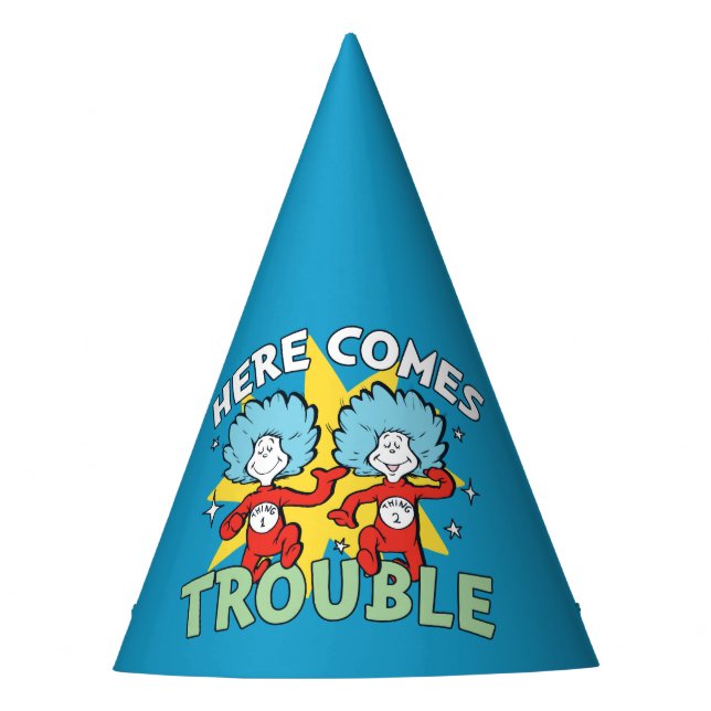 Dr. Seuss | Thing One Thing Two Here Comes Trouble Party Hat (Front)