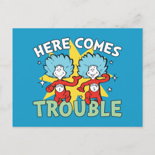 Dr. Seuss Thing One Thing Two Here Comes Trouble Postcard