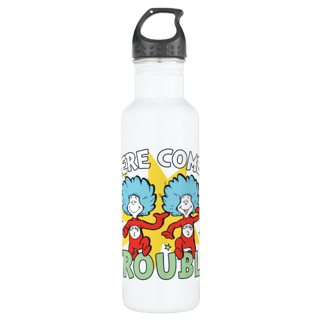 Dr. Seuss | Thing One Thing Two Here Comes Trouble Stainless Steel Water Bottle (Front)