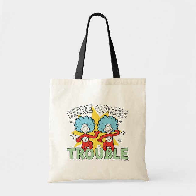 Dr. Seuss | Thing One Thing Two Here Comes Trouble Tote Bag (Front)