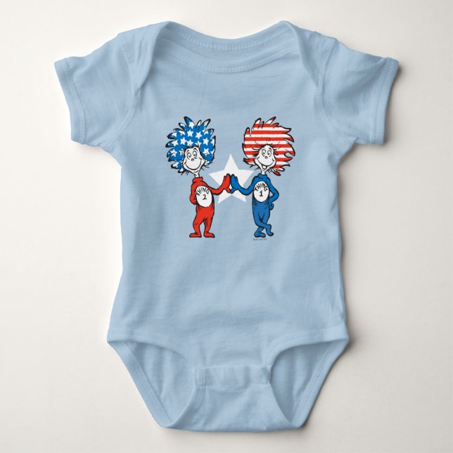 Dr. Seuss | Thing One Thing Two Patriotic Graphic Baby Bodysuit (Front)
