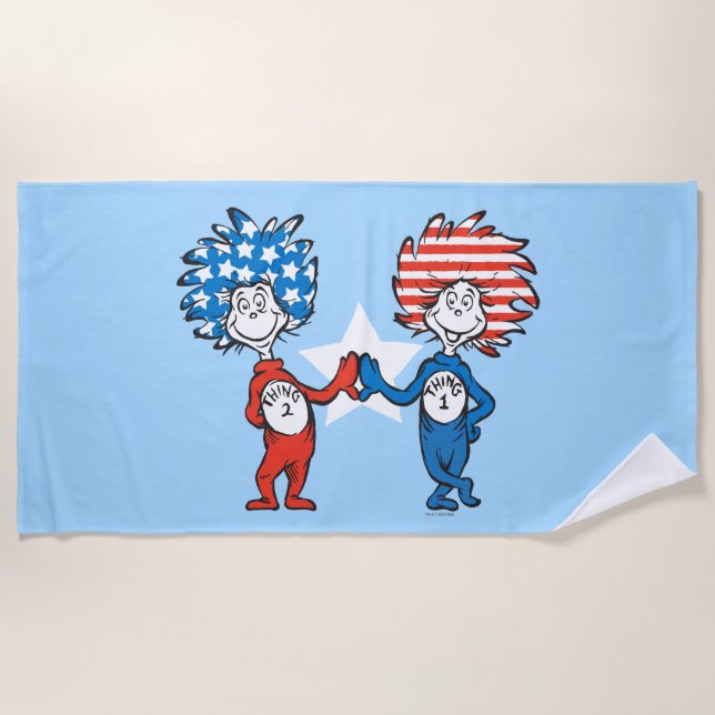 Dr. Seuss | Thing One Thing Two Patriotic Graphic Beach Towel (Front)