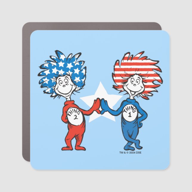 Dr. Seuss | Thing One Thing Two Patriotic Graphic Car Magnet (Front)