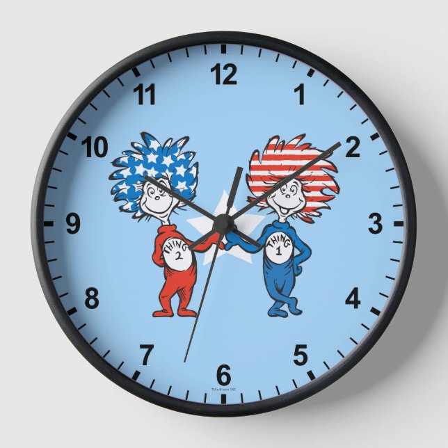 Dr. Seuss | Thing One Thing Two Patriotic Graphic Clock (Front)