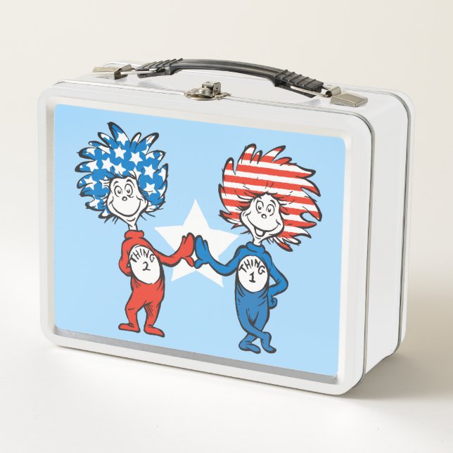 Dr. Seuss | Thing One Thing Two Patriotic Graphic Metal Lunch Box (Front)