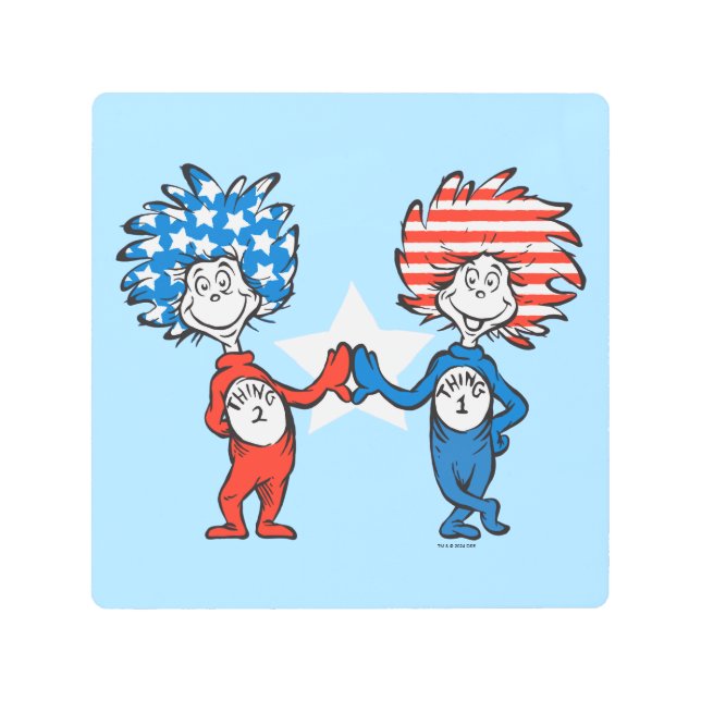 Dr. Seuss | Thing One Thing Two Patriotic Graphic Metal Print (Front)