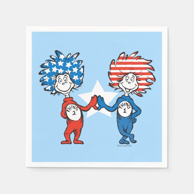 Dr. Seuss | Thing One Thing Two Patriotic Graphic Napkins (Front)