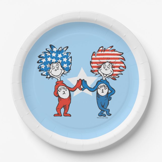 Dr. Seuss | Thing One Thing Two Patriotic Graphic Paper Plates (Front)