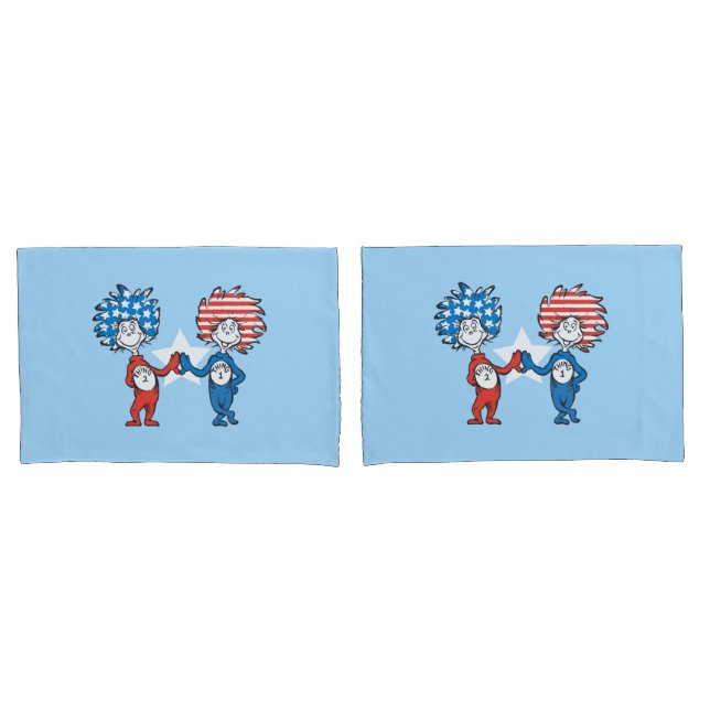Dr. Seuss | Thing One Thing Two Patriotic Graphic Pillow Case (Front-Set)