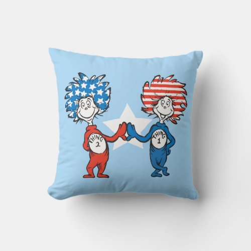 Dr Seuss  Thing One Thing Two Patriotic Graphic Throw Pillow
