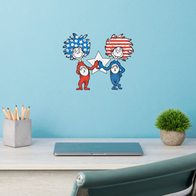 Dr. Seuss | Thing One Thing Two Patriotic Graphic Wall Decal (Home Office 2)