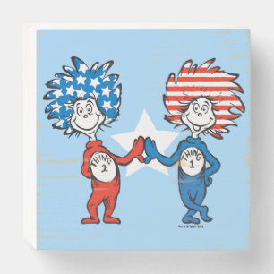 Dr. Seuss Thing One Thing Two Patriotic Graphic Wooden Box Sign
