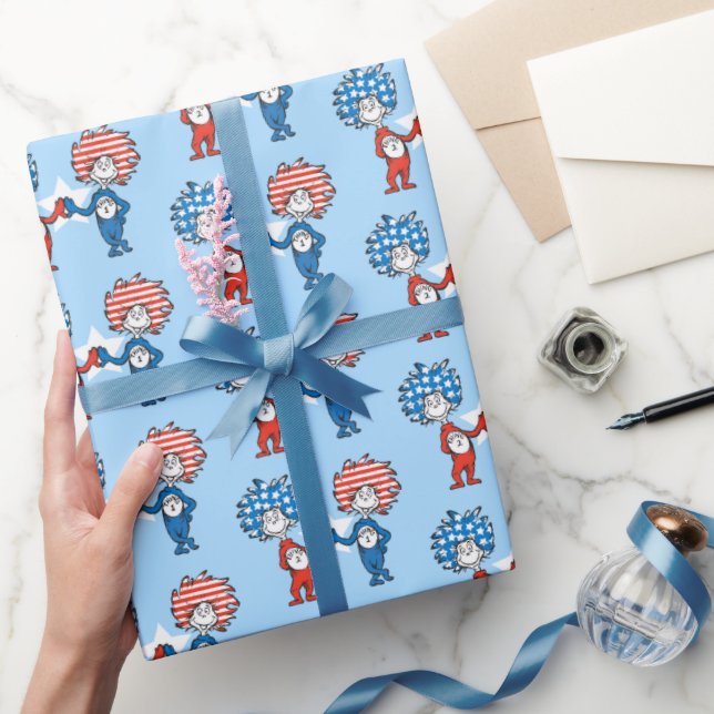 Dr. Seuss | Thing One Thing Two Patriotic Graphic Wrapping Paper (Gifting)