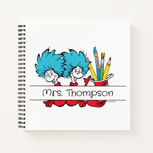 Dr Seuss  Thing One Thing Two Teacher Name Notebook