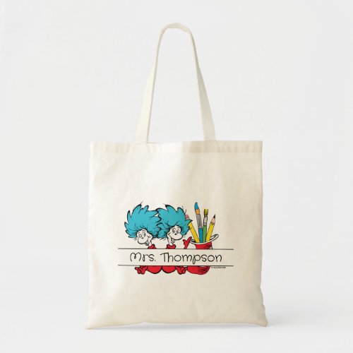 Dr Seuss  Thing One Thing Two Teacher Name Tote Bag