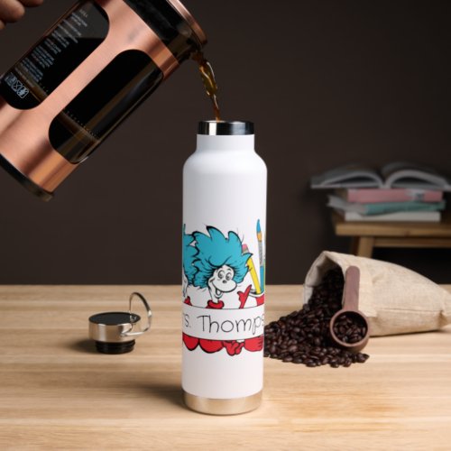Dr Seuss  Thing One Thing Two Teacher Name Water Bottle
