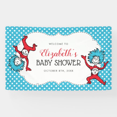 Dr Seuss Thing One Thing Two  Twins Baby Shower Banner