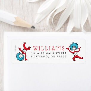 Dr. Seuss Thing One Thing Two Twins Baby Shower Label